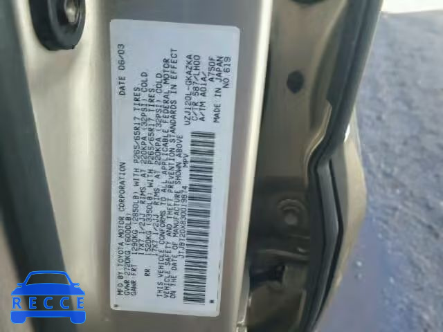 2003 LEXUS GX 470 JTJBT20X830019874 image 9