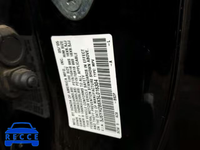 2005 HONDA ELEMENT EX 5J6YH286X5L016304 image 9