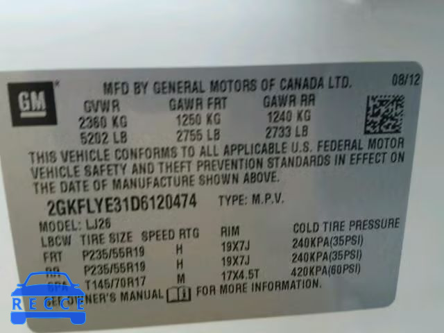 2013 GMC TERRAIN DE 2GKFLYE31D6120474 image 9