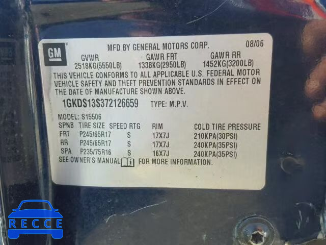 2007 GMC ENVOY 1GKDS13S372126659 image 9