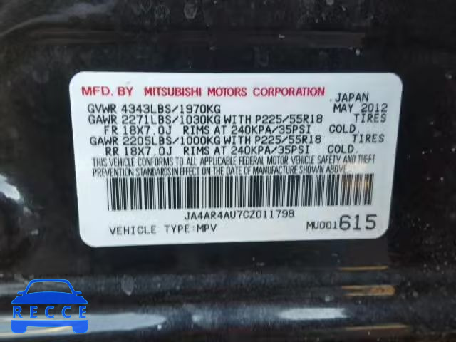 2012 MITSUBISHI OUTLANDER JA4AR4AU7CZ011798 image 9