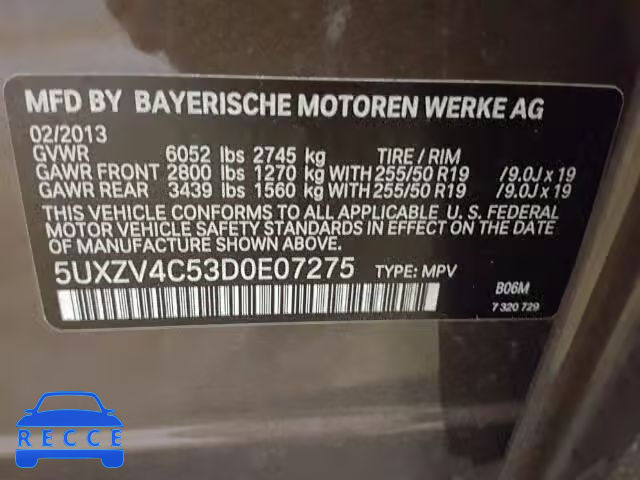 2013 BMW X5 XDRIVE3 5UXZV4C53D0E07275 image 9