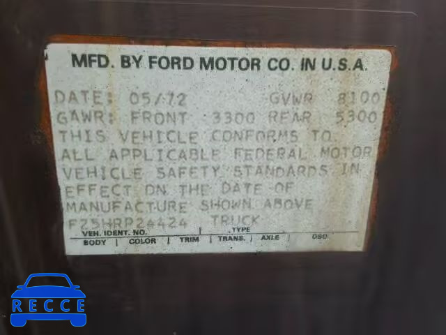 1972 FORD F-250 F25HRP24424 image 9