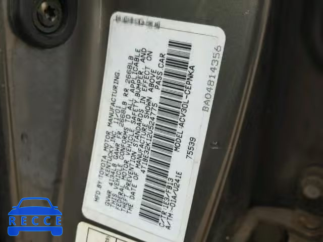 2002 TOYOTA CAMRY LE/X 4T1BE32K12U524775 image 9