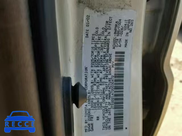 2002 TOYOTA HIGHLANDER JTEGD21A720030472 image 9