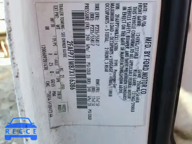 2007 FORD CROWN VIC 2FAFP71W87X116386 image 9
