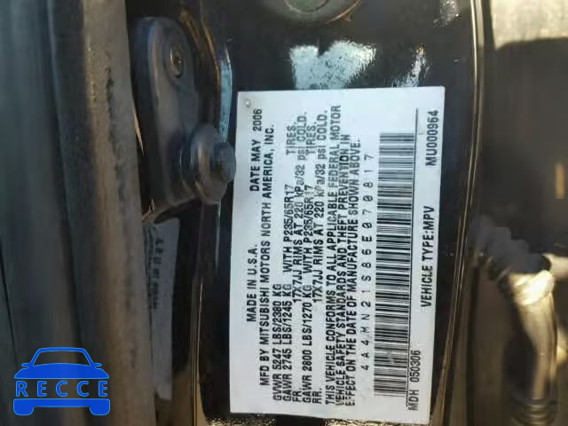 2006 MITSUBISHI ENDEAVOR L 4A4MN21S86E070817 зображення 9
