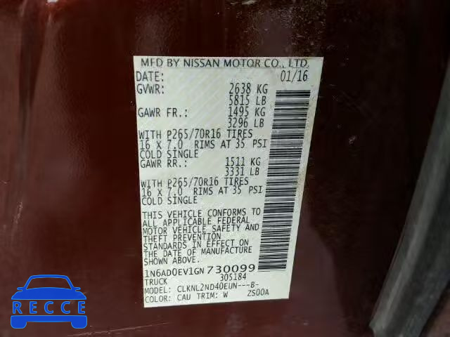 2016 NISSAN FRONTIER S 1N6AD0EV1GN730099 image 9