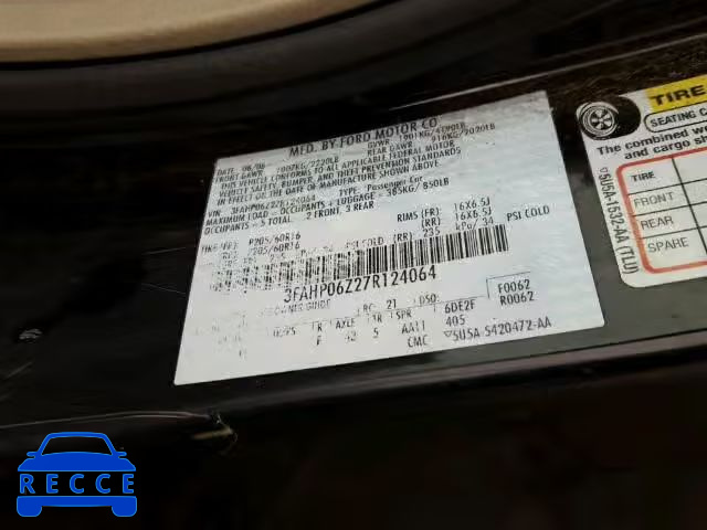 2007 FORD FUSION S 3FAHP06Z27R124064 image 9