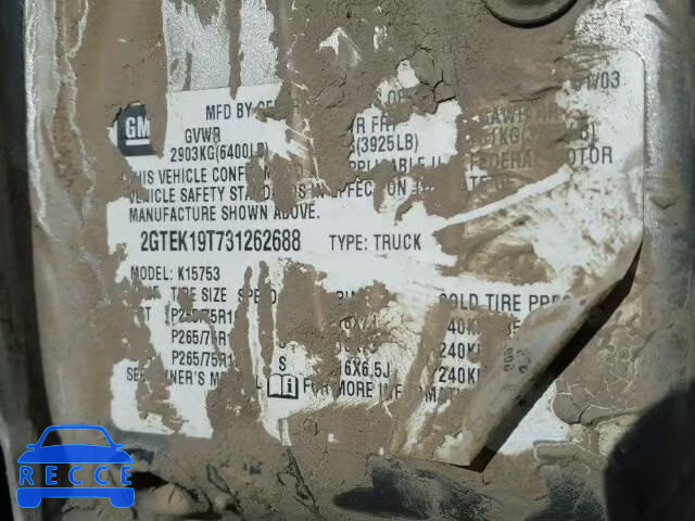 2003 GMC SIERRA K15 2GTEK19T731262688 image 9