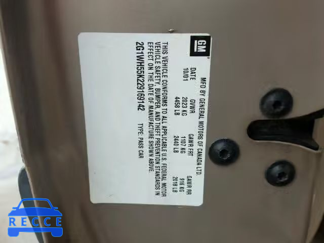 2002 CHEVROLET IMPALA LS 2G1WH55K229169142 image 9