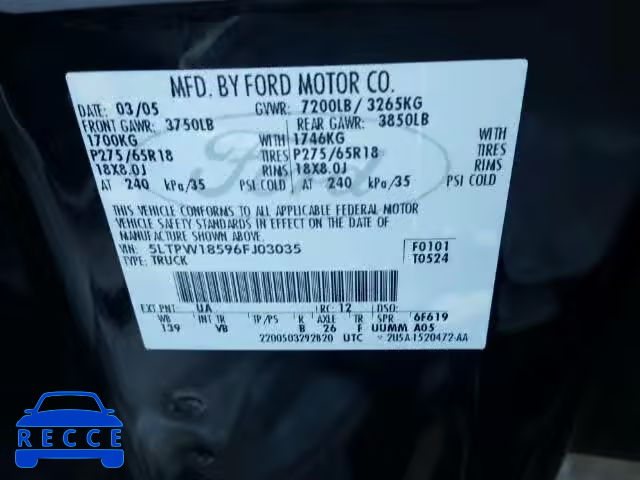 2006 LINCOLN MARK LT 5LTPW18596FJ03035 image 9