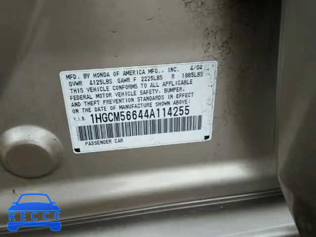 2004 HONDA ACCORD EX 1HGCM56644A114255 image 9