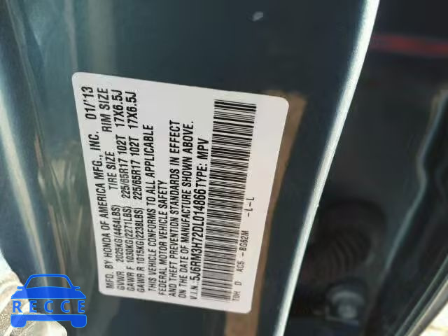 2013 HONDA CR-V EX-L 5J6RM3H72DL014866 image 9