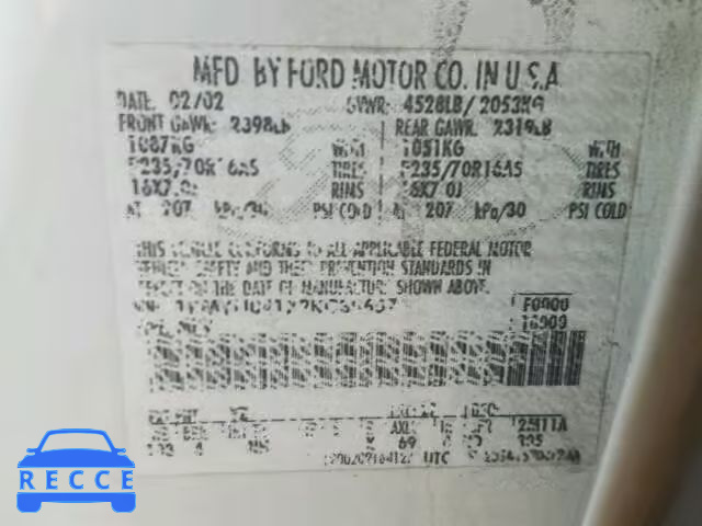 2002 FORD ESCAPE XLT 1FMYU041X2KC30657 image 9
