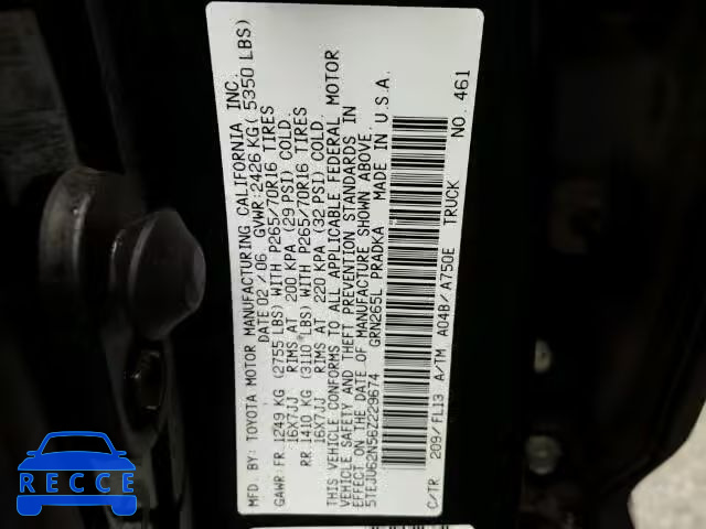 2006 TOYOTA TACOMA PRE 5TEJU62N56Z229674 Bild 9