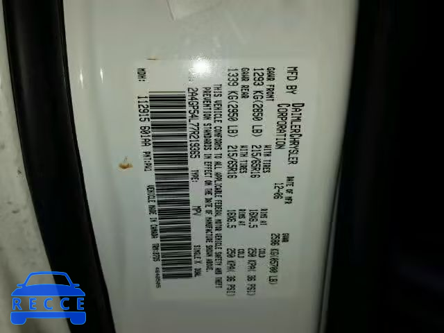 2007 CHRYSLER Town and Country 2A4GP54L77R219365 зображення 9