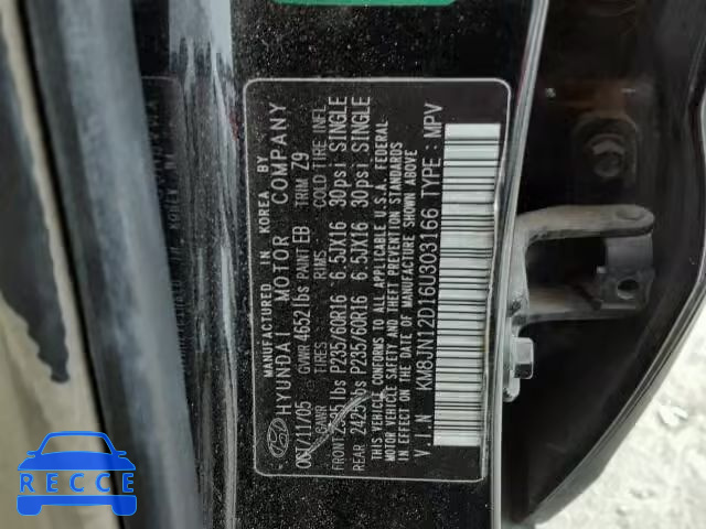 2006 HYUNDAI TUCSON GLS KM8JN12D16U303166 image 9