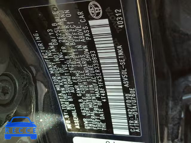 2014 TOYOTA CAMRY L/SE 4T4BF1FK5ER339893 image 9