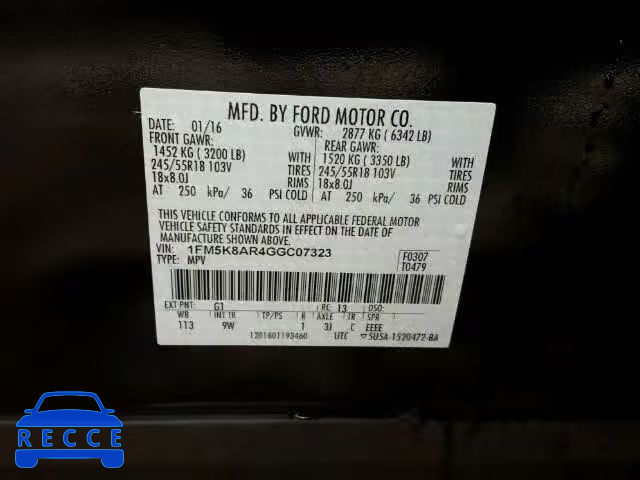 2016 FORD EXPLORER P 1FM5K8AR4GGC07323 image 9