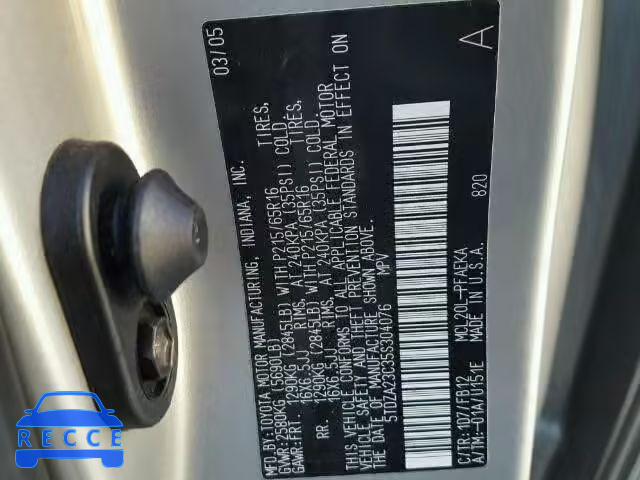 2005 TOYOTA SIENNA CE/ 5TDZA23C35S304076 image 9