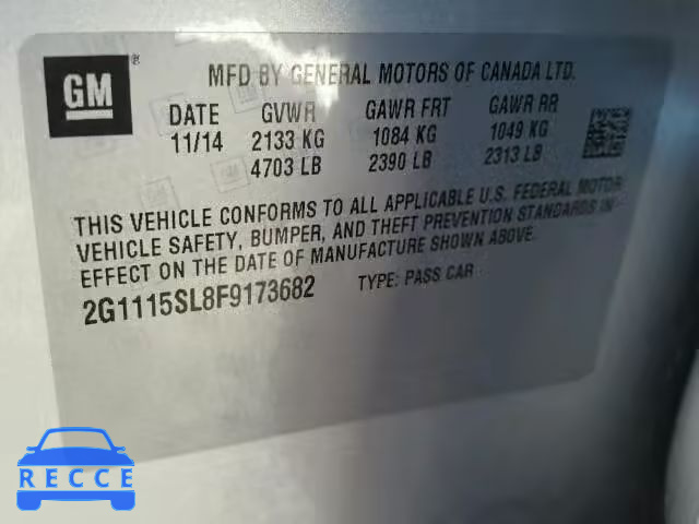 2015 CHEVROLET IMPALA LT 2G1115SL8F9173682 image 9