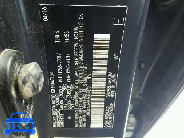 2016 TOYOTA 4RUNNER SR JTEBU5JR8G5337872 image 9