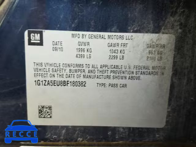 2011 CHEVROLET MALIBU LS 1G1ZA5EU8BF180382 image 9