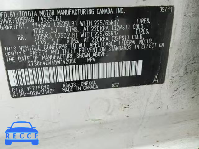 2011 TOYOTA RAV4 2T3BF4DV4BW142080 image 9