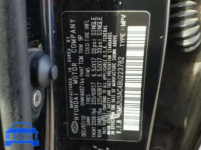 2011 HYUNDAI TUCSON GLS KM8JU3AC4BU223782 image 9