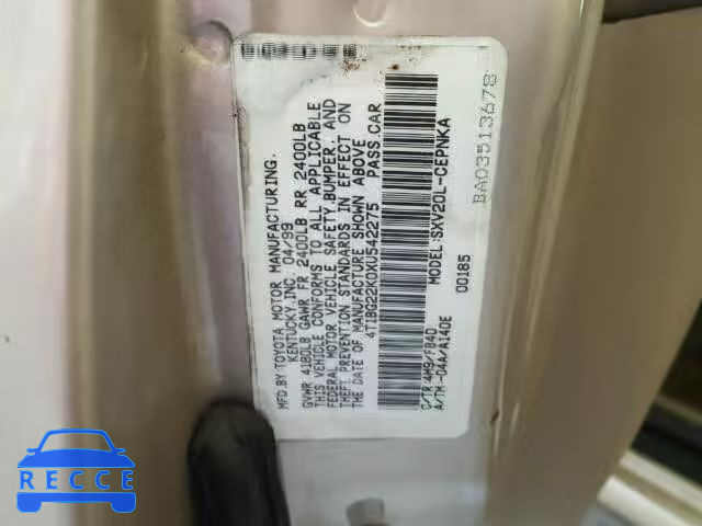 1999 TOYOTA CAMRY CE/L 4T1BG22K0XU542275 image 9