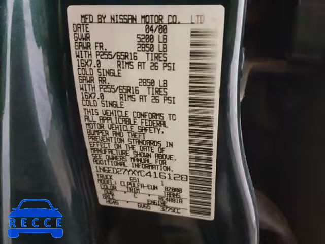 2000 NISSAN FRONTIER X 1N6ED27YXYC416128 Bild 9