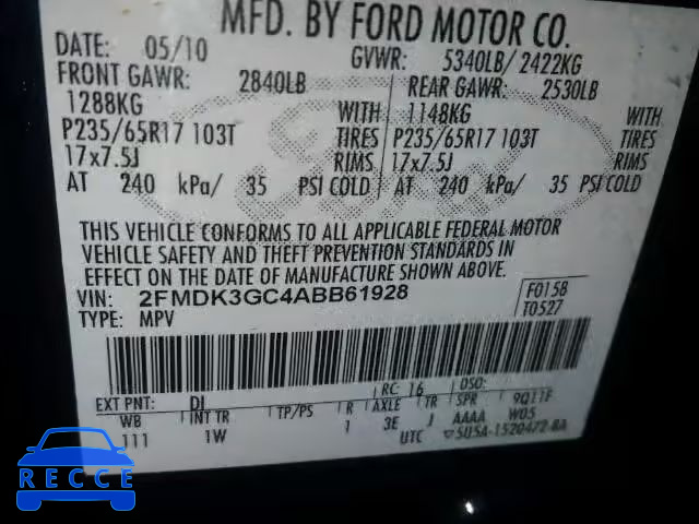 2010 FORD EDGE SE 2FMDK3GC4ABB61928 image 9