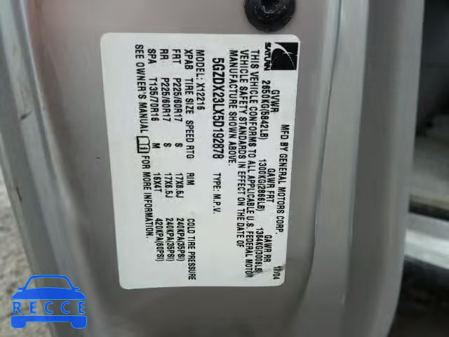 2005 SATURN RELAY 3 5GZDX23LX5D192878 зображення 9