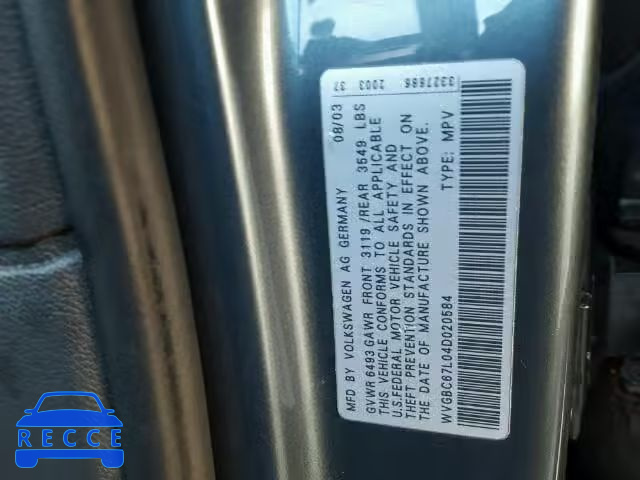 2004 VOLKSWAGEN TOUAREG 3. WVGBC67L04D020584 image 9