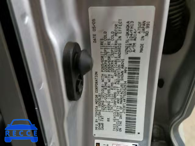 2005 TOYOTA 4RUNNER SR JTEBT14R750052534 image 9
