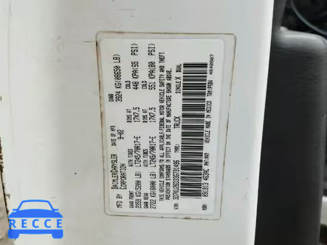 2003 DODGE RAM 2500 S 3D7KU26D33G731496 image 9