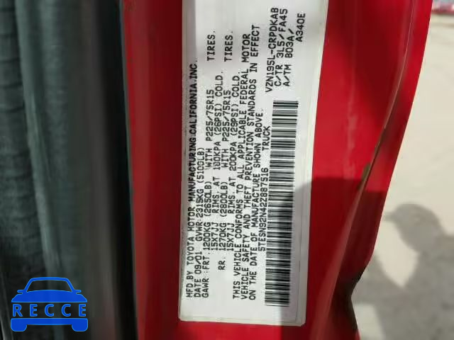 2002 TOYOTA TACOMA XTR 5TESN92N42Z887516 image 9
