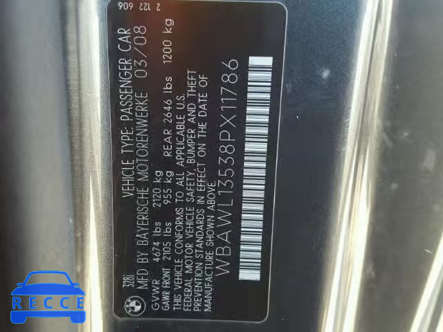 2008 BMW 328I WBAWL13538PX11786 Bild 9