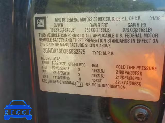 2008 CHEVROLET HHR LS 3GNDA13D38S632375 Bild 9