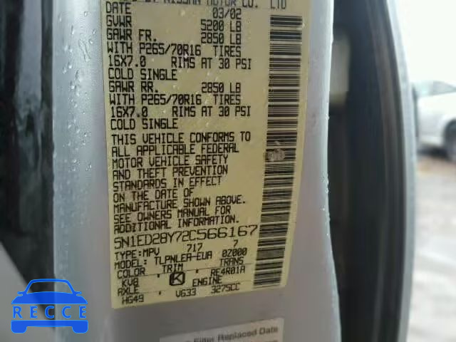 2002 NISSAN XTERRA XE/ 5N1ED28Y72C566167 image 9