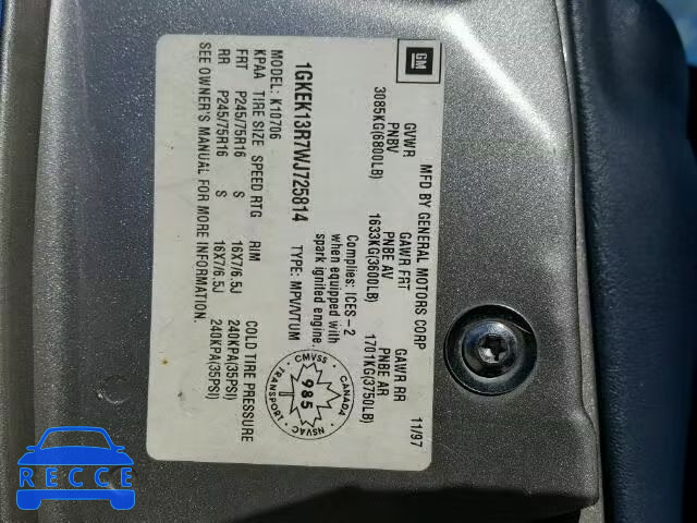 1998 GMC YUKON 1GKEK13R7WJ725814 image 9