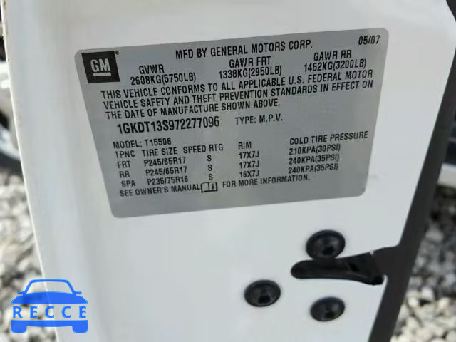 2007 GMC ENVOY 1GKDT13S972277096 image 9