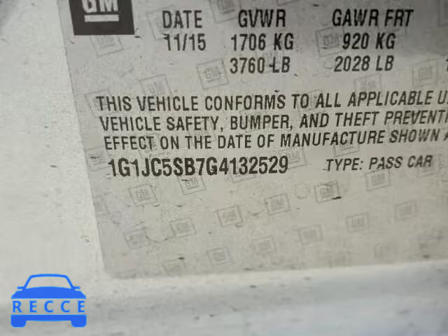 2016 CHEVROLET SONIC LT 1G1JC5SB7G4132529 image 9