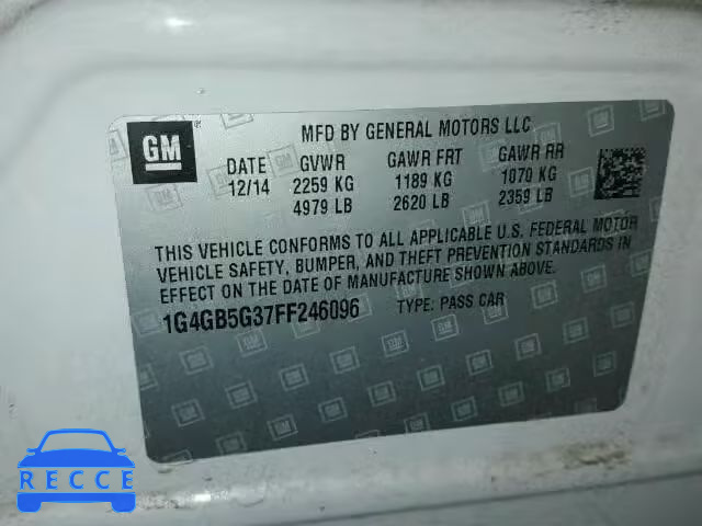 2015 BUICK LACROSSE 1G4GB5G37FF246096 image 9
