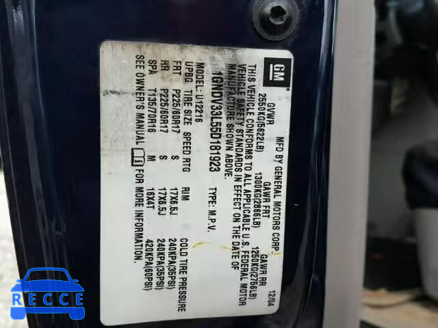 2005 CHEVROLET UPLANDER L 1GNDV33L55D181923 Bild 9