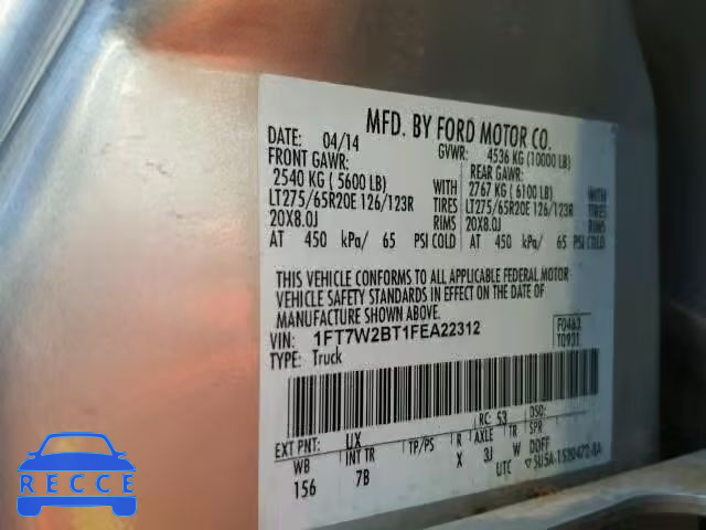 2015 FORD F250 SUPER 1FT7W2BT1FEA22312 image 9