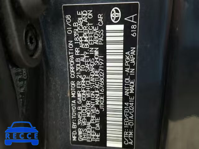 2008 TOYOTA SCION TC JTKDE167680271971 image 9