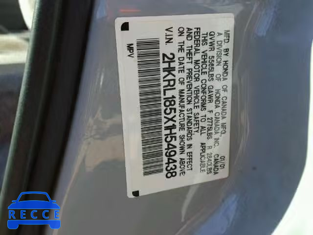 2001 HONDA ODYSSEY LX 2HKRL185X1H549438 image 9