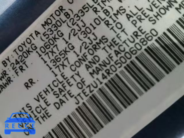 2005 TOYOTA 4RUNNER SR JTEZU14R050060860 image 9